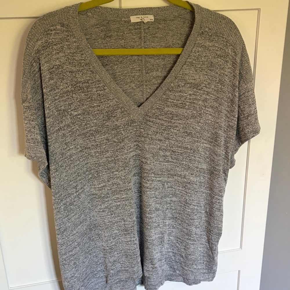 rag & bone Charcoal V-Neck Short Sleeve Tee